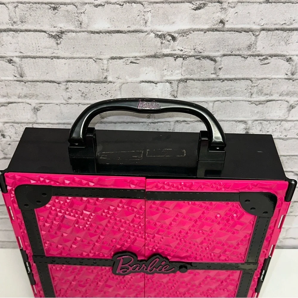 BARBIE Doll Fashion Closet STORAGE CLOTHES Wardrobe Case 2011 Pink Black MATTEL